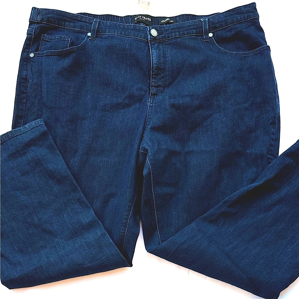 Susan Graver QVC Women’s Dark Denim Straight leg jeans Size 22WP NWT